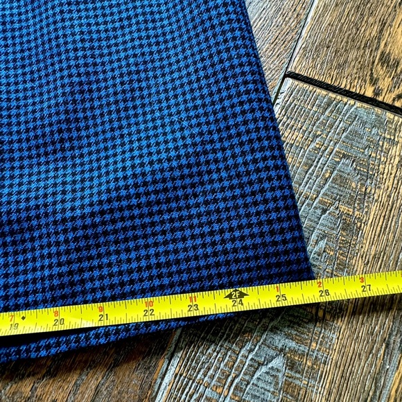 Vtg 80’-90’ | Blue & Black 100%Wool/100%Silk Houndstooth Plaid 3/4 Blazer/Coat - Picture 9 of 11